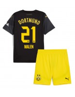 Borussia Dortmund Donyell Malen #21 Venkovní dres pro děti 2024-25 Krátký Rukáv (+ trenýrky)